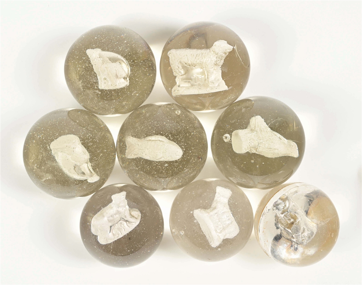 LOT OF 8: SULFIDE MARBLES 