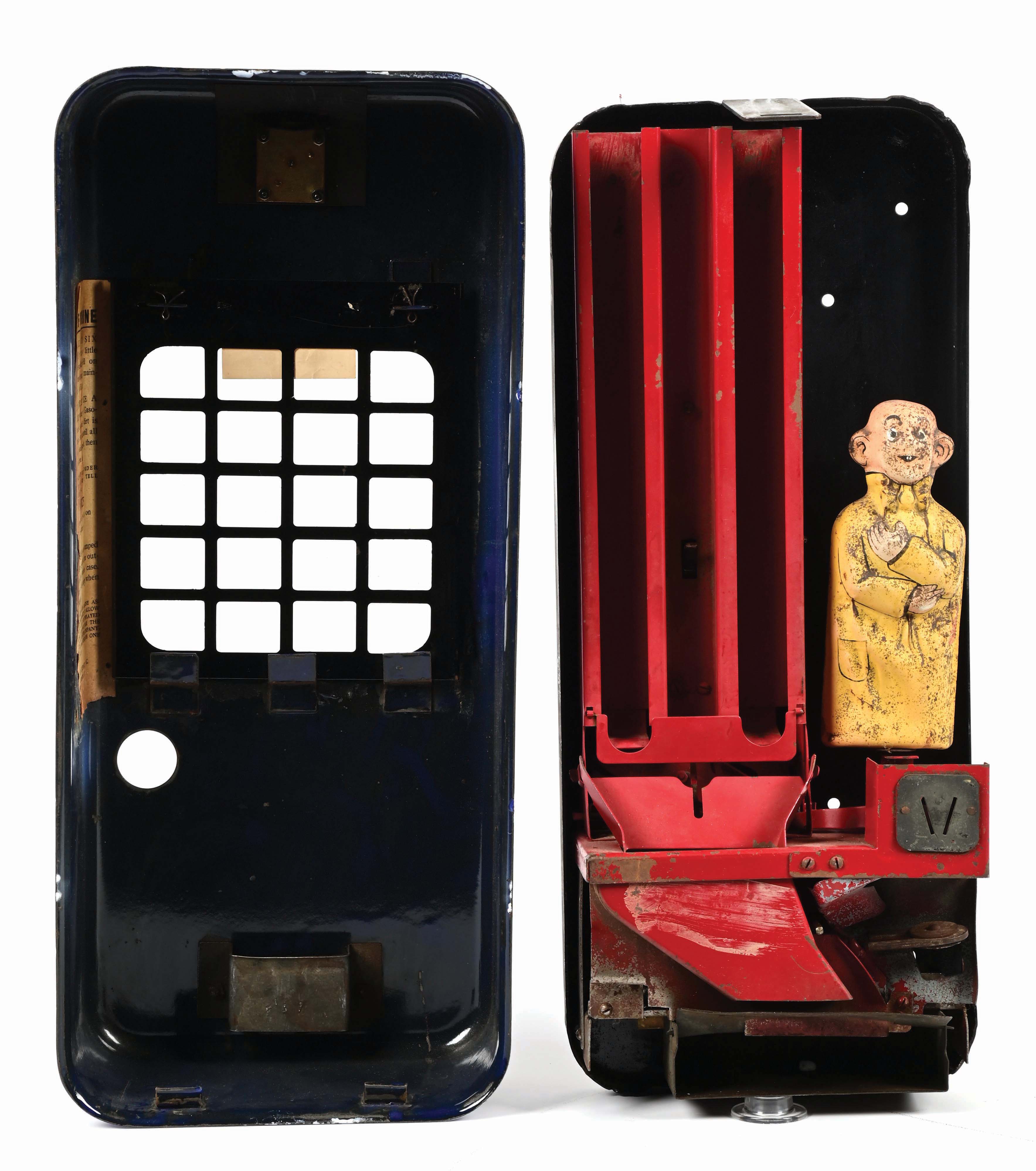 Lot Detail - BLUE PORCELAIN PULVER TAB GUM VENDING MACHINE W/ TIN ...