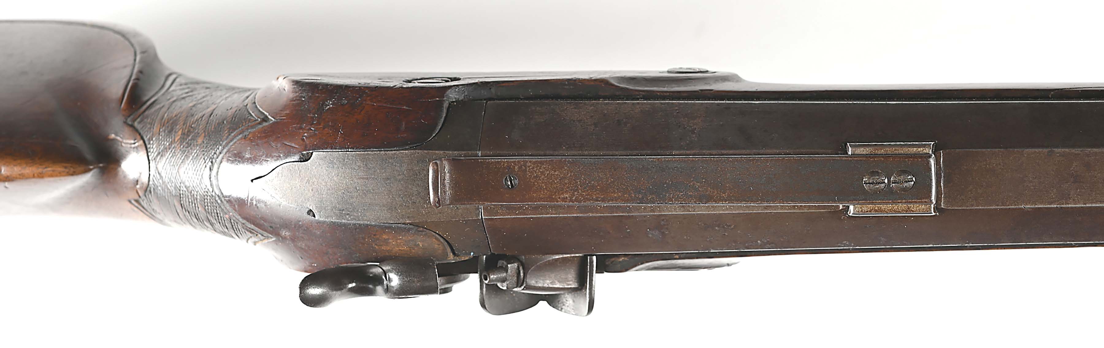 Lot Detail - (A) SCHUETZEN STYLE HEAVY BARREL PERCUSSION BENCH RIFLE.