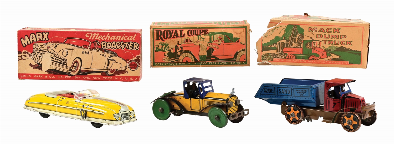 LOT OF 3: MARX TIN LITHO WIND-UP VEHICLE TOYS