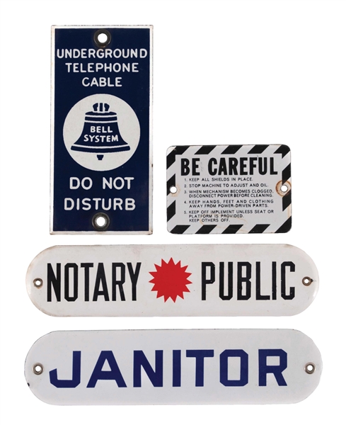 COLLECTION OF 4: PORCELAIN SIGNS
