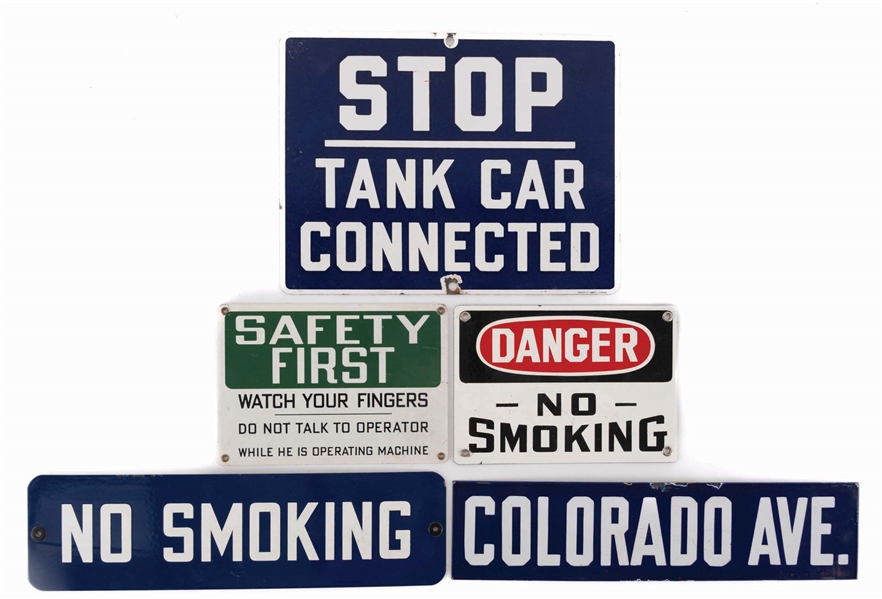 COLLECTION OF 5: PORCELAIN SIGNS