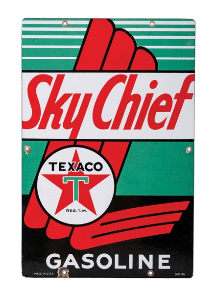 TEXACO SKY CHIEF GASOLINE PORCELAIN PUMP PLATE