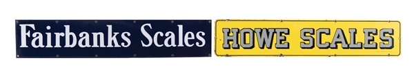 COLLECTION OF 2: HOWL & FAIRBANKS PORCELAIN SCALE SIGNS