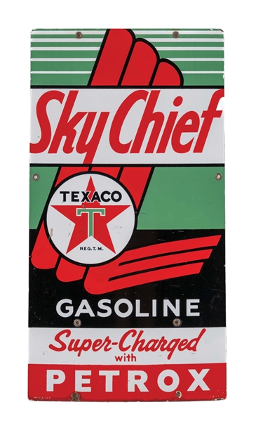 TEXACO SKY CHIEF GASOLINE SUPER-CHARGED W/ PETROX PUMP PLATE