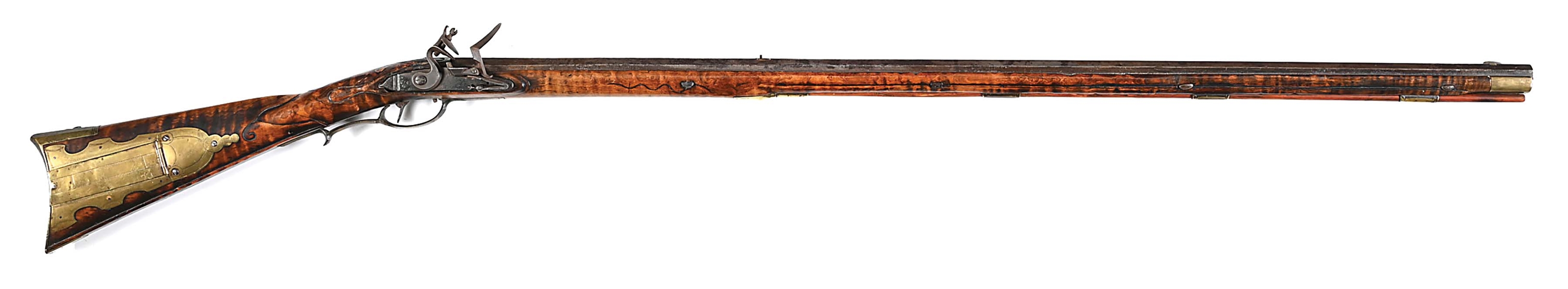 Lot Detail - (A) RELIEF CARVED FLINTLOCK KENTUCKY RIFLE ATTRIBUTED TO ...