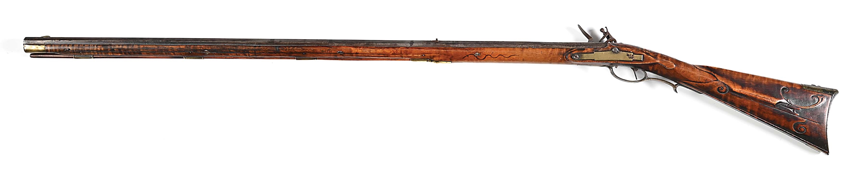 Lot Detail - (A) RELIEF CARVED FLINTLOCK KENTUCKY RIFLE ATTRIBUTED TO ...