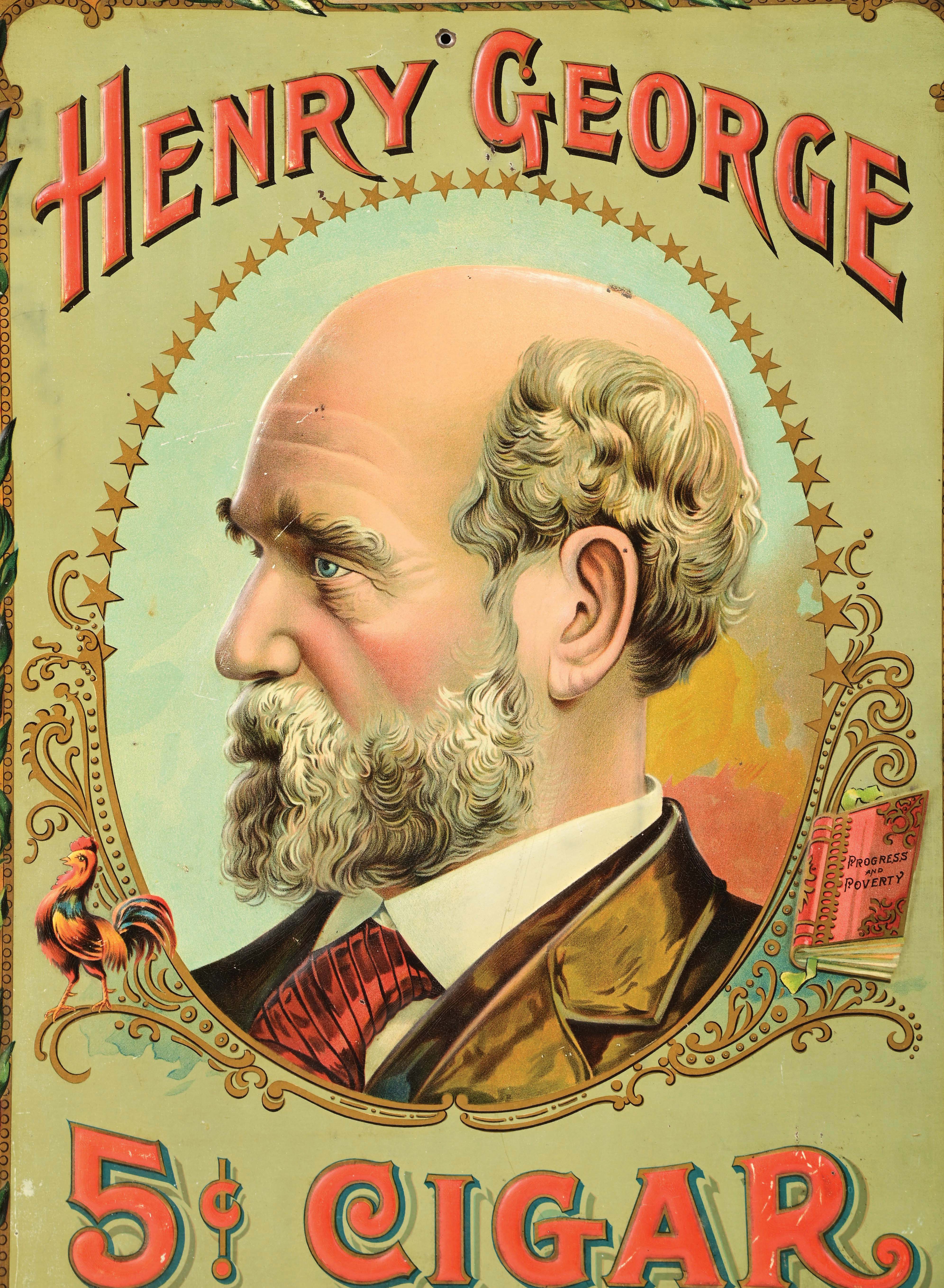 Lot Detail - HENRY GEORGE 5¢ CIGAR SIGN.
