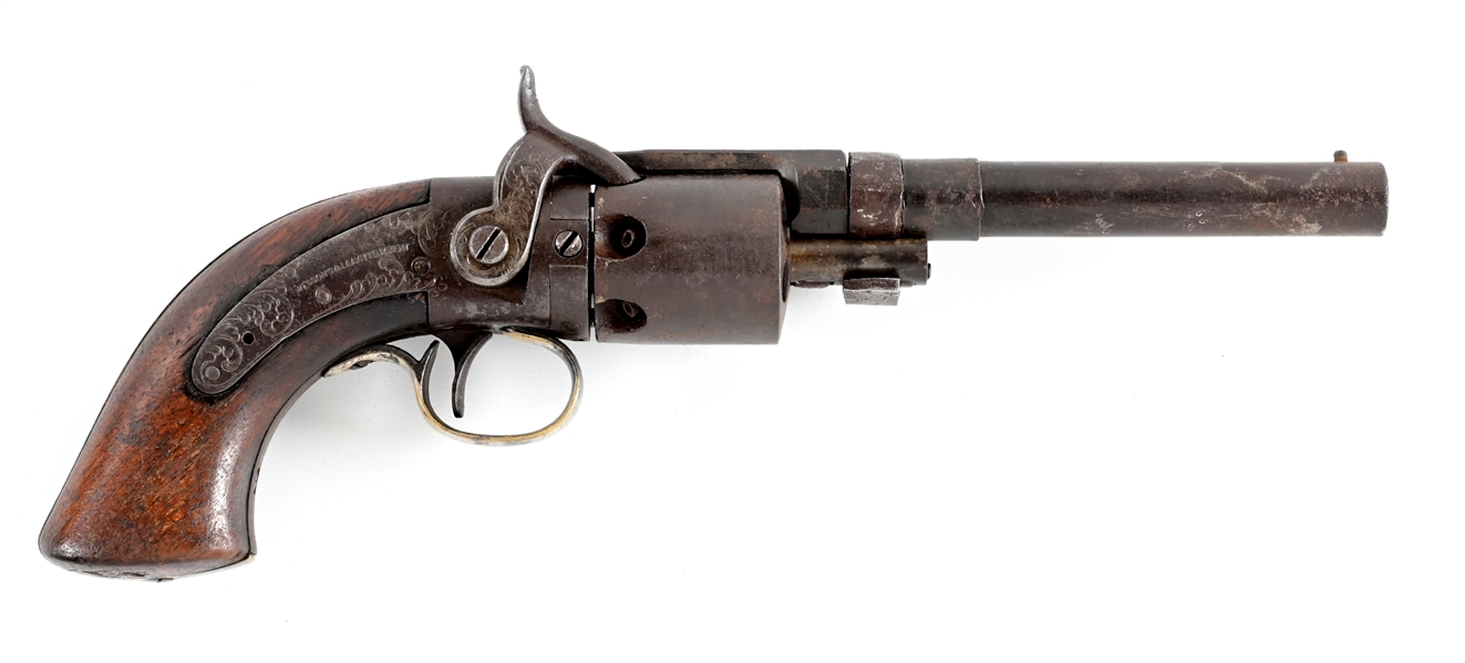 (A) ENGRAVED MASSACHUSETTS ARMS WESSON & LEAVITT BELT PERCUSSION REVOLVER.