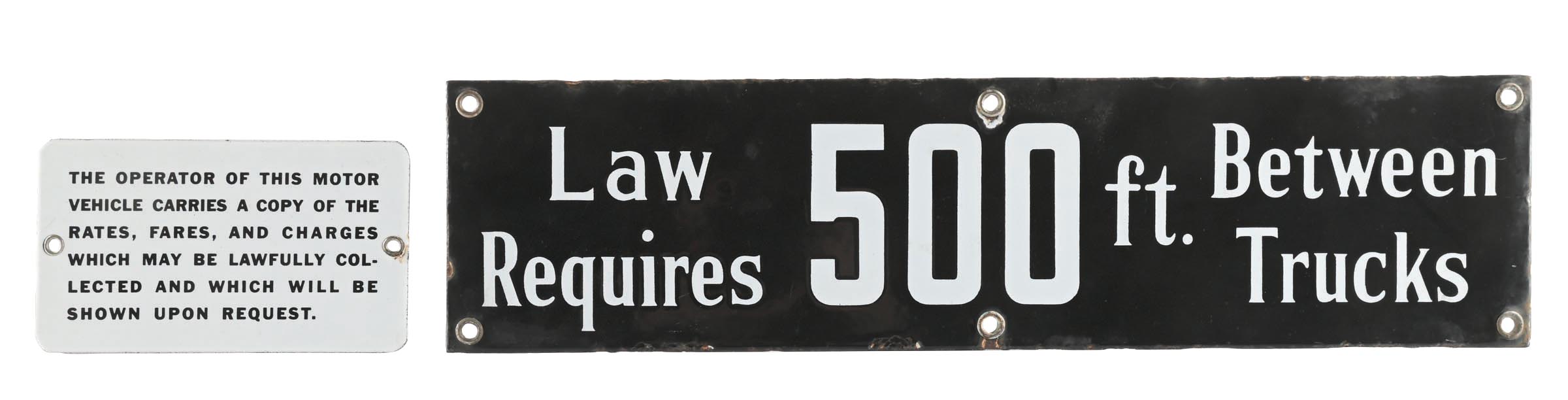Lot Detail - COLLECTION OF 2: PORCELAIN BUS & TRUCK SIGNS