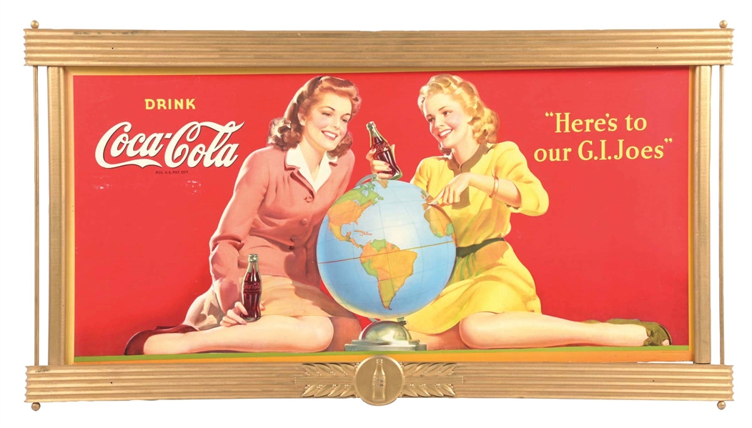 DRINK COCA-COLA "HERE'S TO OUR GI JOES" CARDBOARD POSTER