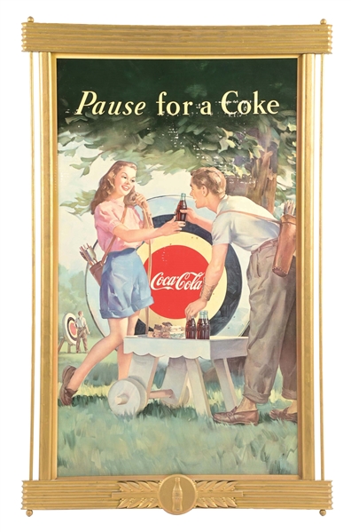 COCA-COLA "PAUSE FOR A COKE" FRAMED CARDBOARD POSTER