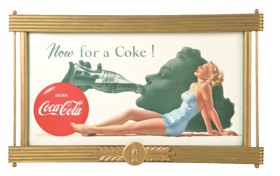 COCA-COLA "NOW FOR A COKE" POSTER SIGN.
