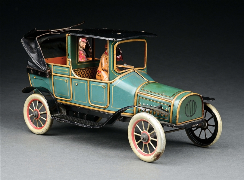 FISCHER TIN LITHO CLOCKWORK CONVERTIBLE TOWN CAR TAXI