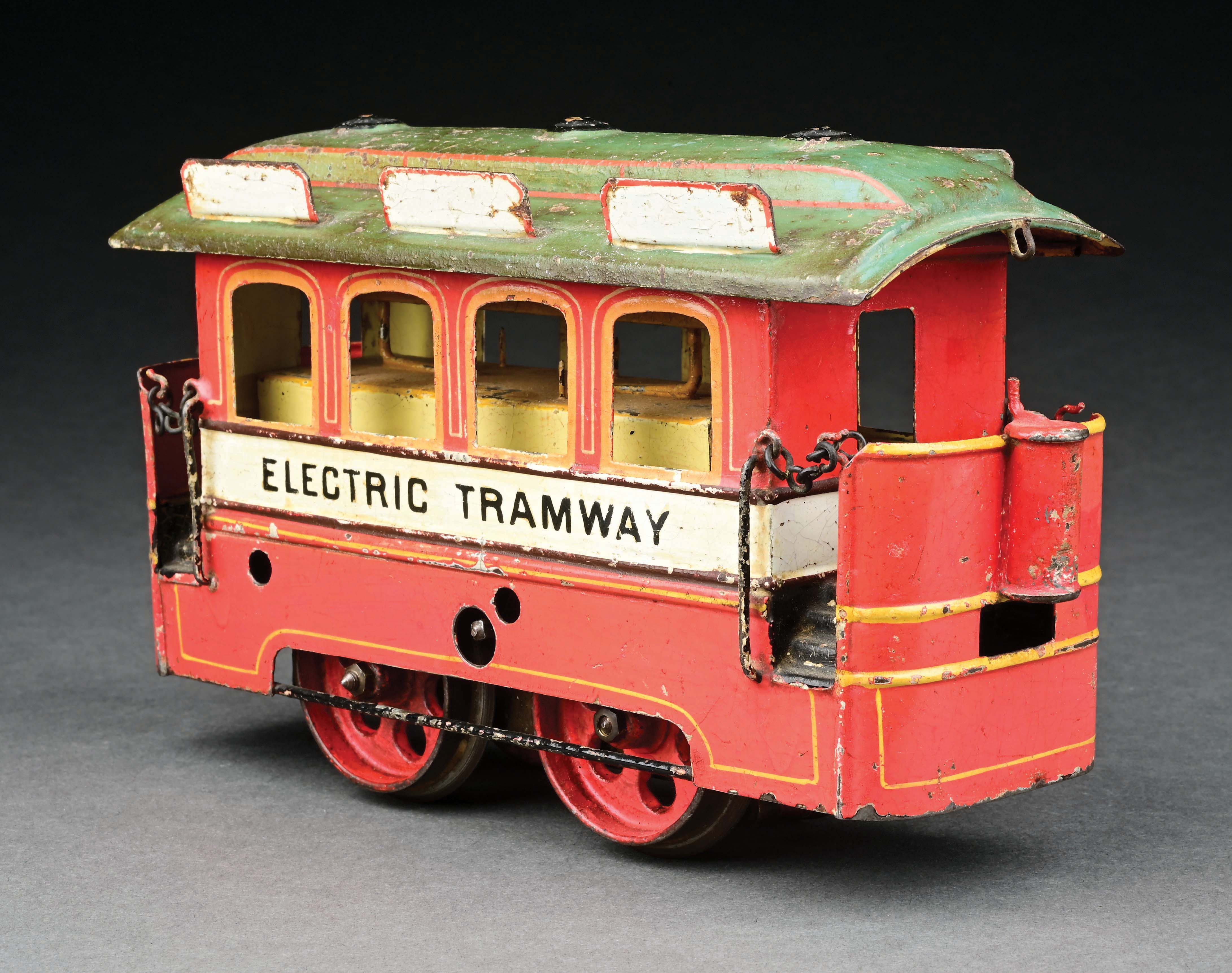 Marklin Clockwork Lot Detail - MARKLIN CLOCKWORK 4-WINDOW TRAMWAY IN RED