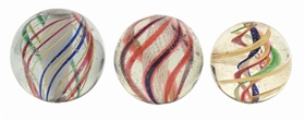 LOT OF 3: SWIRLED MARBLES
