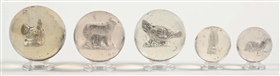 LOT OF 5: SULFIDE MARBLES