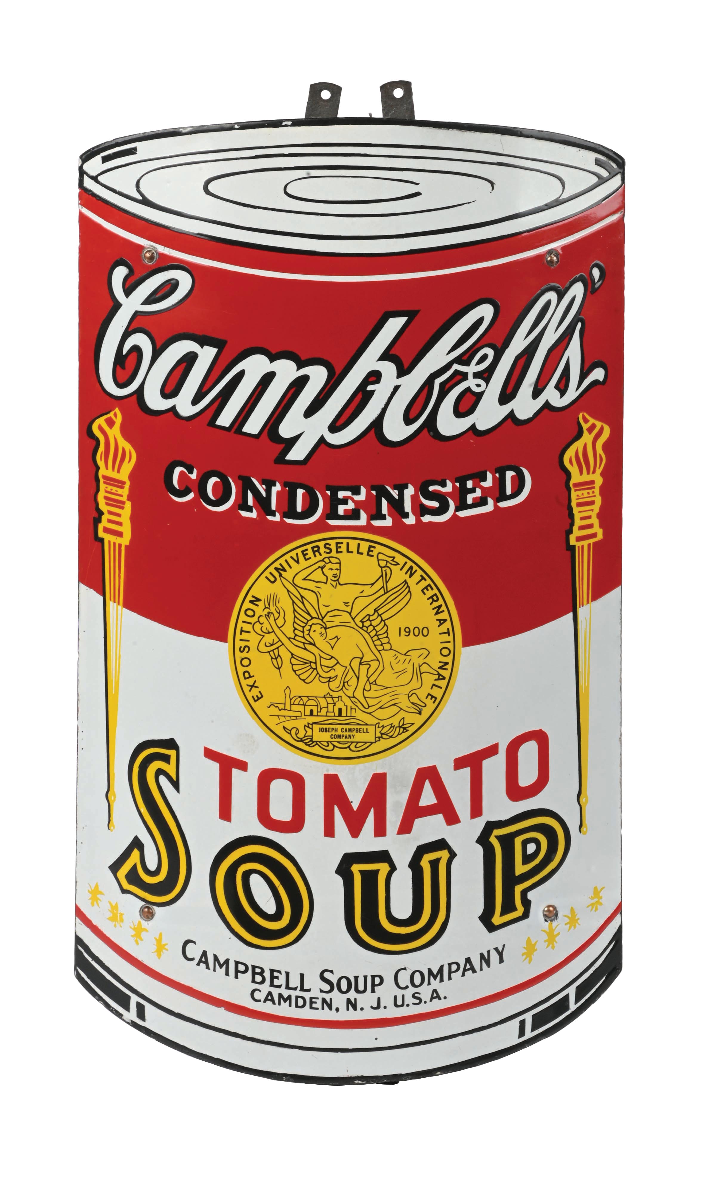 Lot Detail - OUTSTANDING CAMPBELL'S SOUP CURVED PORCELAIN SIGN.