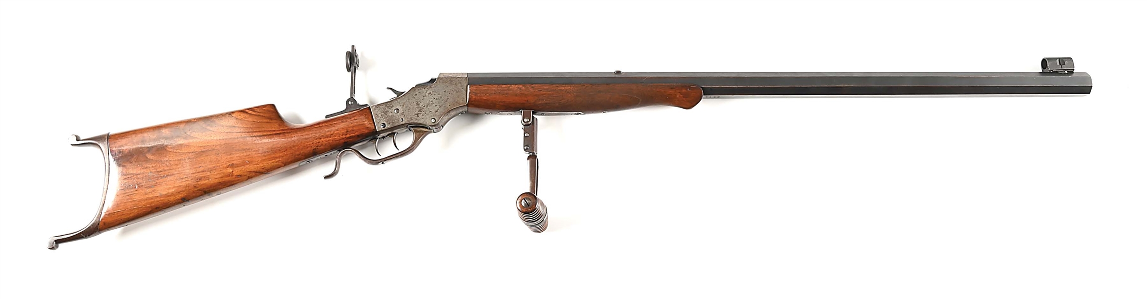 (A) STEVENS IDEAL NUMBER 45 SINGLE SHOT FALLING BLOCK RIFLE.