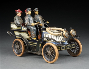 RARE GERMAN GUNTHERMANN TIN LITHO CLOCKWORK BONNET-FRONT AUTOMOBILE