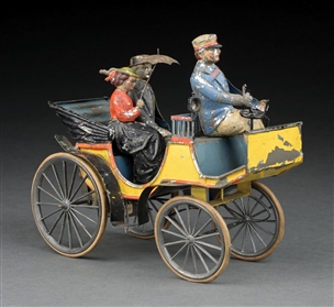 RARE EARLY GERMAN HAND-PAINTED CLOCKWORK AUTOMOBILE