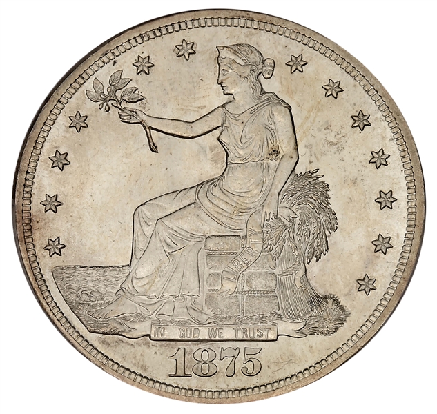 1875-S T$1 MS65+ PCGS. CAC. 