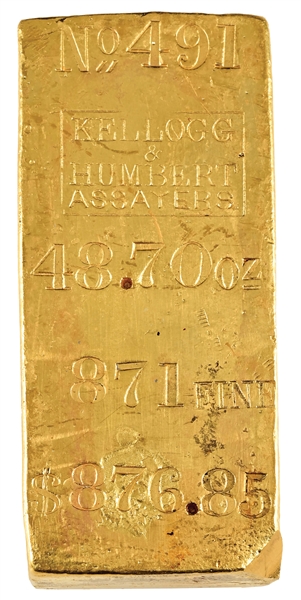 KELLOG & HUMBERT ASSAYERS 48.70 OZ GOLD BAR
