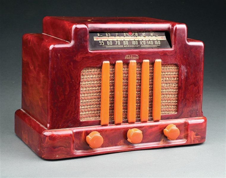 Addison Model Cell Lot Detail - ADDISON MODEL 5 CATALIN RADIO IN RED & YELLOW