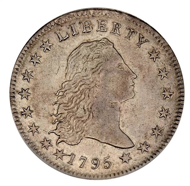 1795 $1 XF45 2 LEAVES FLOWING HAIR PCGS. 