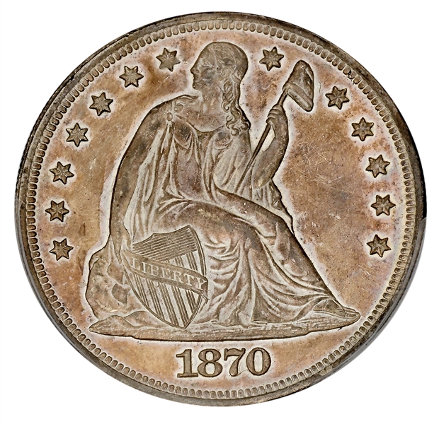 1870-CC $1 AU58 PCGS. 