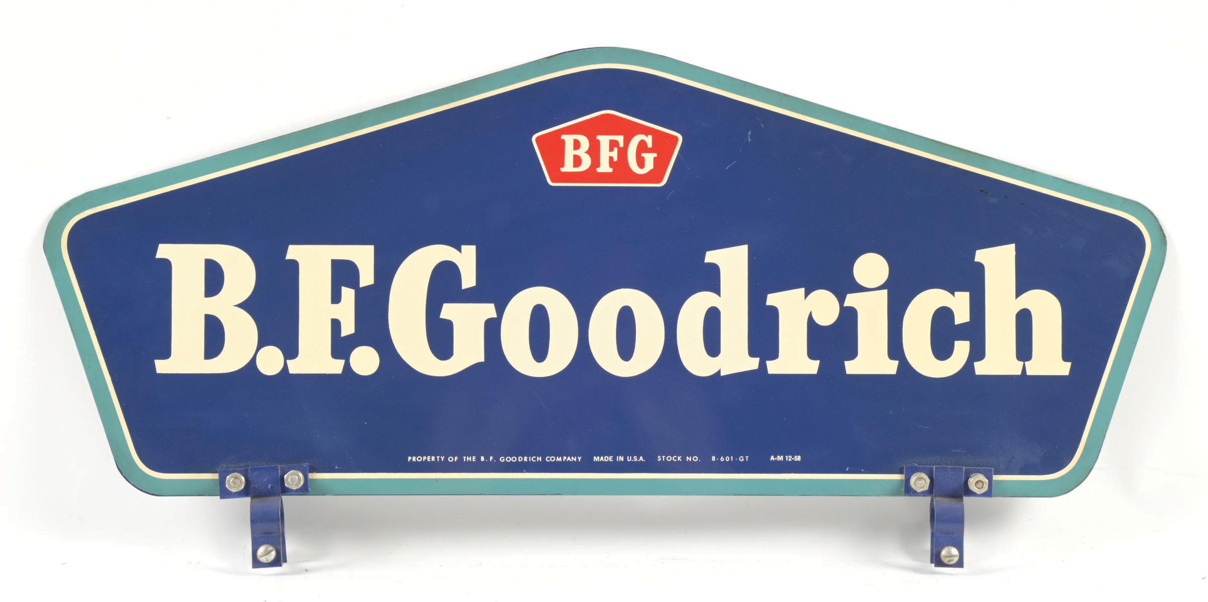 Tire Rack Sign Lot Detail - B.F. GOODRICH TIRES TIN TIRE RACK SIGN