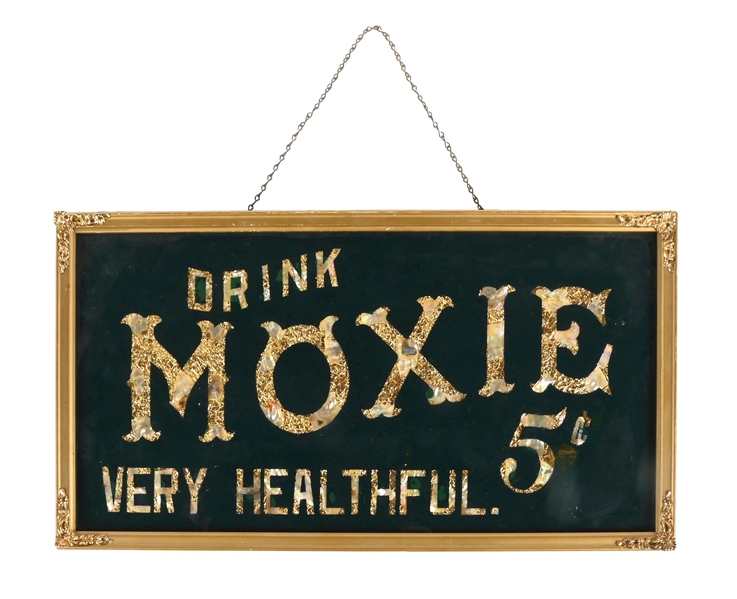 MOXIE REVERSE PAINTED GLASS SIGN