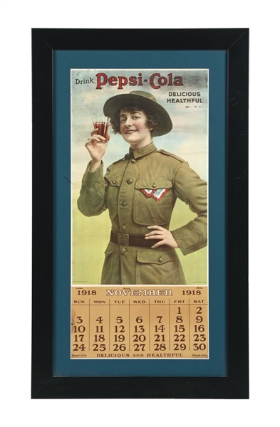 1918 PEPSI-COLA CALENDAR W/ MILITARY WOMAN GRAPHIC