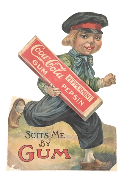 FANTASTIC LARGE COCA-COLA DUTCH BOY CHEWING GUM SIGN