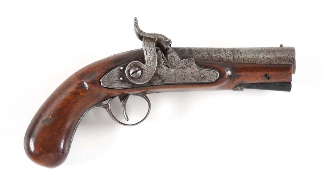 (A) AGNEW MARKED SINGLE SHOT PERCUSSION DERRINGER.