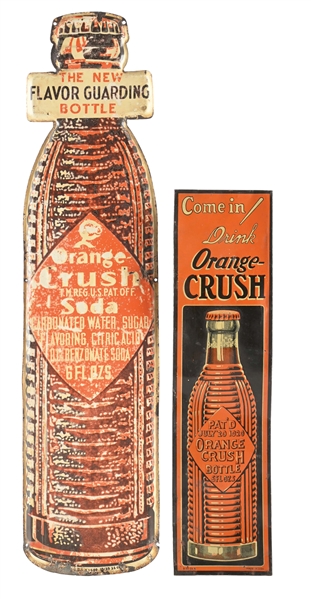 COLLECTION OF 2 ORANGE CRUSH SIGNS 