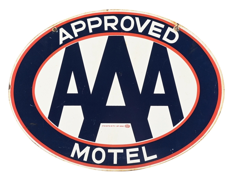 AAA APPROVED MOTEL PORCELAIN OVAL SIGN