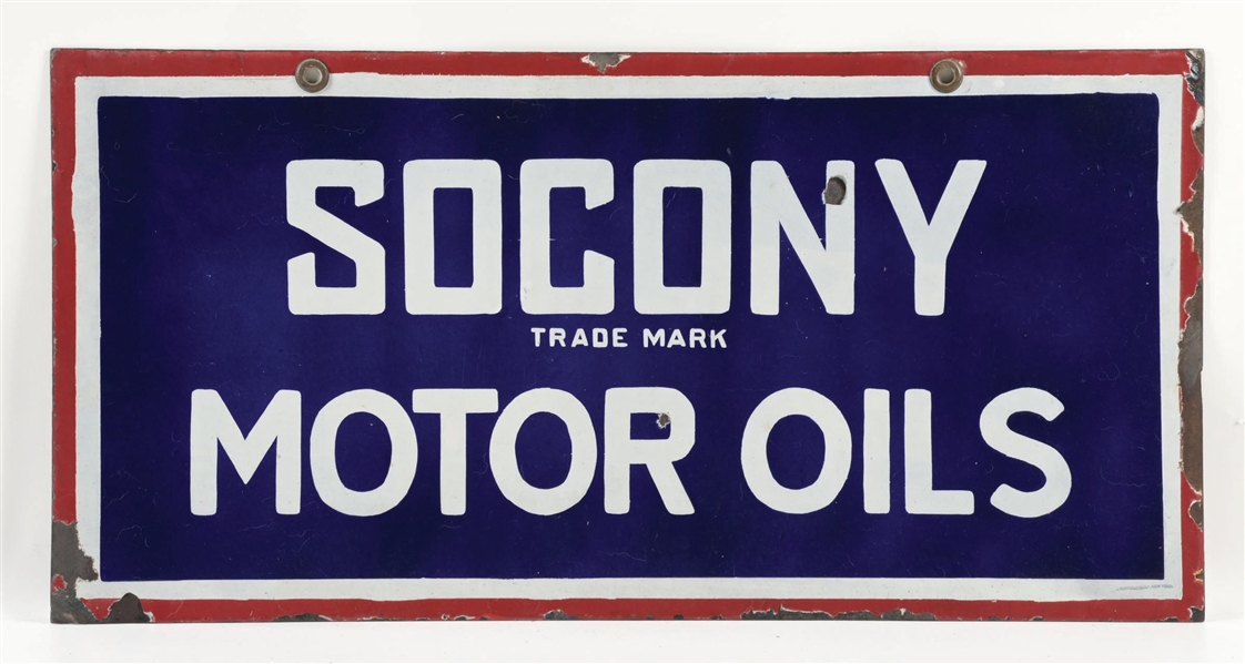 Lot Detail - SOCONY MOTOR OILS PORCELAIN SERVICE STATION SIGN