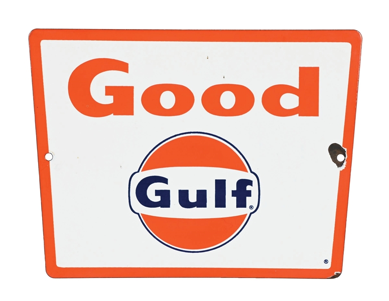 Lot Detail - GOOD GULF GASOLINE PORCELAIN PUMP PLATE SIGN