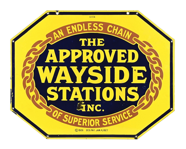 THE APPROVED WAYSIDE STATIONS PORCELAIN SERVICE STATION SIGN