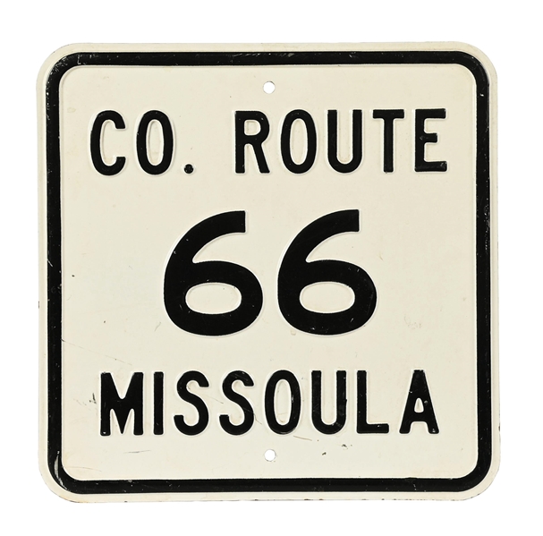 COUNTY ROUTE 66 MISSOULA MONTANA STAMPED STEEL SIGN