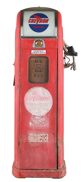 NATIONAL MODEL #A38 GAS PUMP IN ORIGINAL CHEVRON GASOLINE