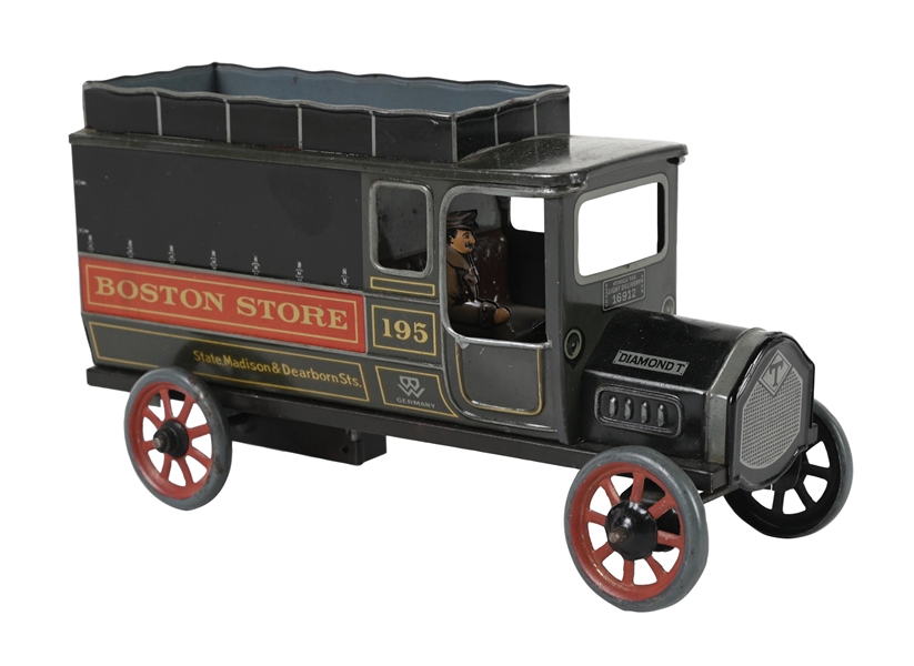 GERMAN PRE-WAR TIN LITHO WIND-UP BOSTON STORE TRUCK