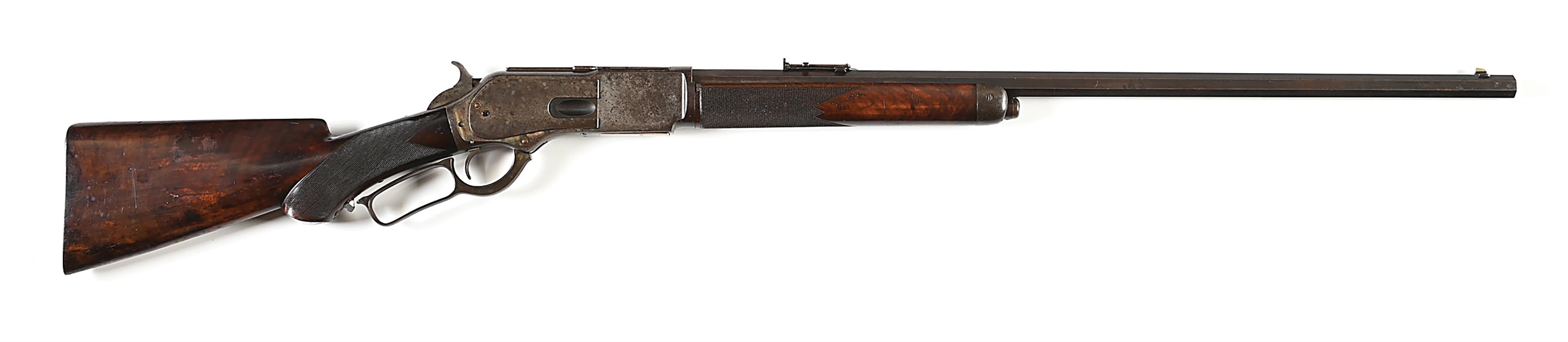 (A) SPECIAL ORDER DELUXE WINCHESTER MODEL 1876 LEVER ACTION RIFLE.