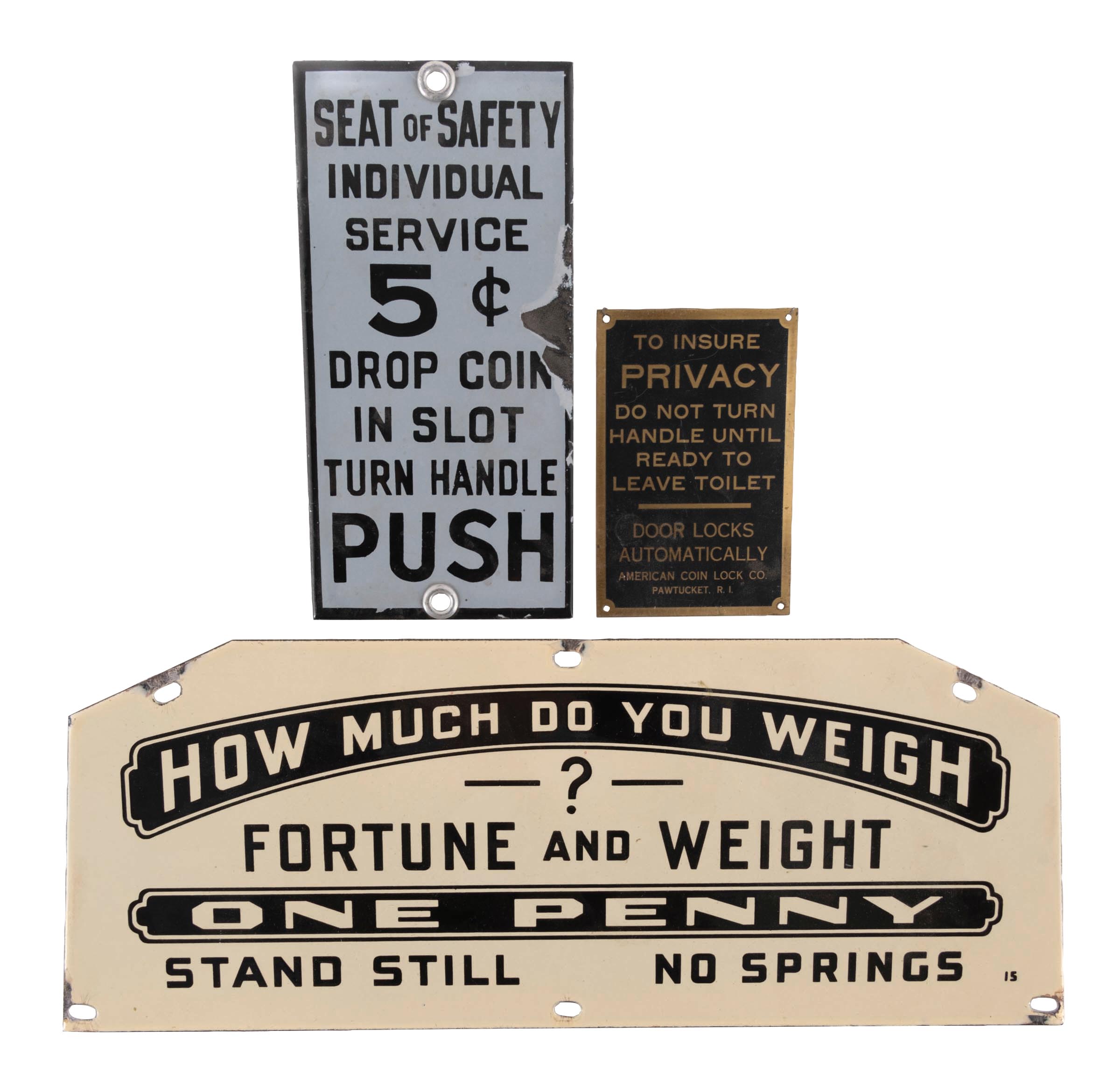 Lot Detail - COLLECTION OF 3: COIN-OPERATED MACHINE SIGNS