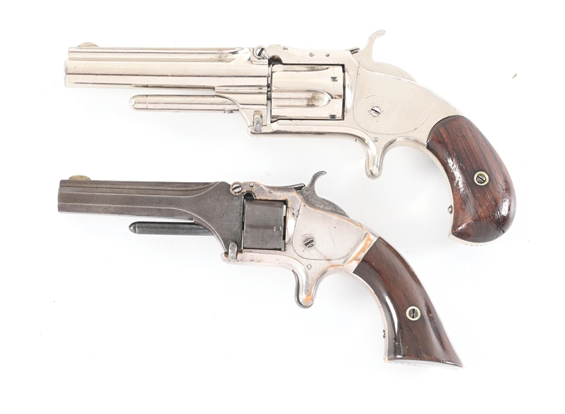 (A) LOT OF 2: SMITH & WESSON NO. 1 - 1/2 SECOND ISSUE AND NO. 1 SECOND ISSUE TIP UP REVOLVERS.