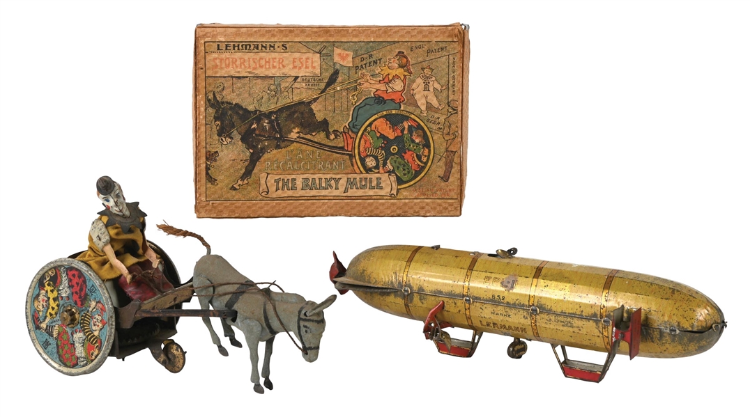 LOT OF 2: GERMAN PRE-WAR TIN LITHO LEHMANN TOYS