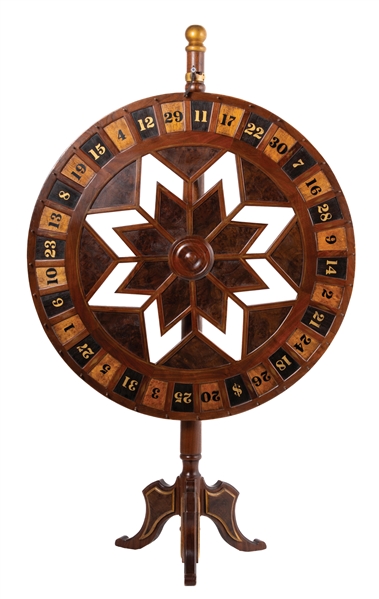 Rustic Wood Roulette Lot Detail - WOODEN ROULETTE GAMBLING WHEEL