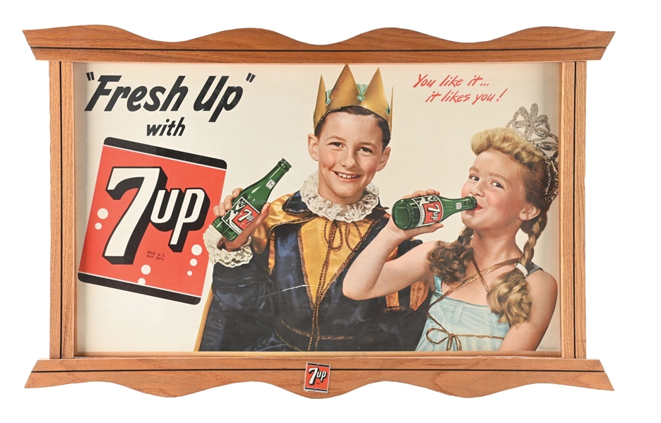 "FRESH UP" WITH 7UP FRAMED CARD STOCK ADVERTISEMENT.