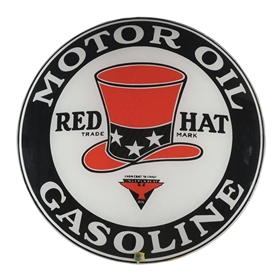 RED HAT GASOLINE & MOTOR OILS 15" SINGLE GLOBE LENS. 